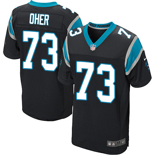 Men's Elite Michael Oher Nike Jersey Black Home - #73 NFL Carolina Panthers